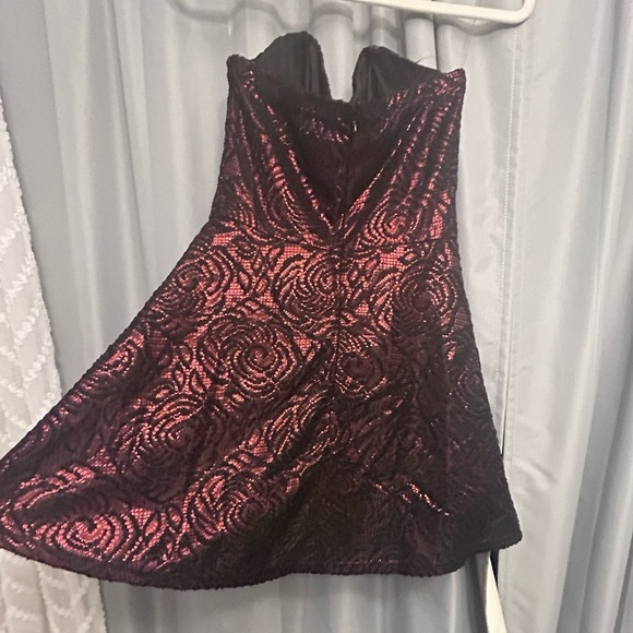 Christmas Charolette Russ Strapless Red & Black Lace Fit & Flare Womens Dress  M - Picture 3 of 9